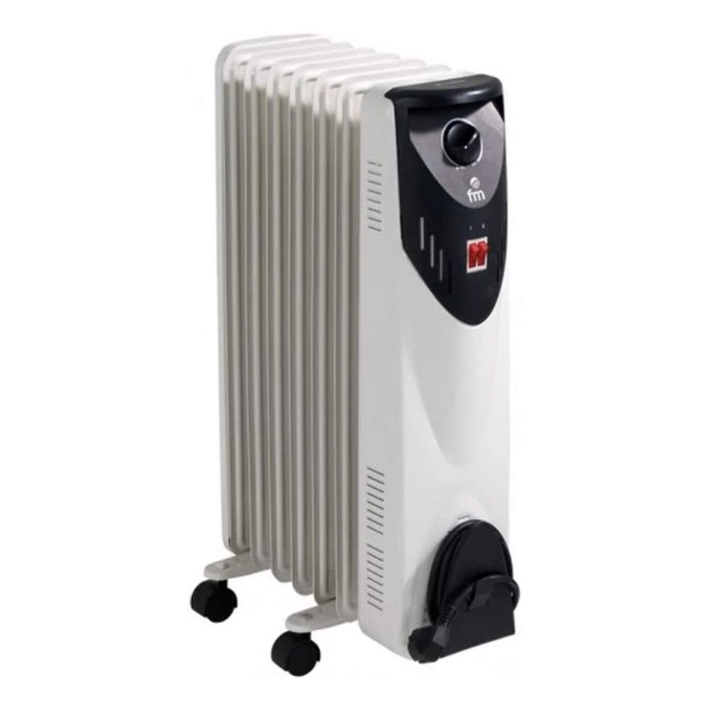 Pequeño radiador eléctrico lleno de aceite calentador de 7 aletas  termostato de calor portátil 700w - enchufe británico de 3 pines